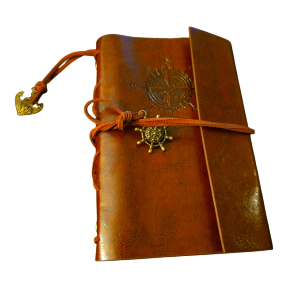 Brown Leather Journal with Nautical Charm